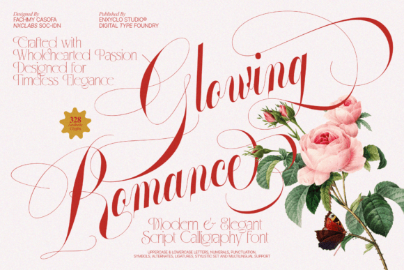 Discover the Elegance of Glowing Romance: A Font for Modern Sophistication