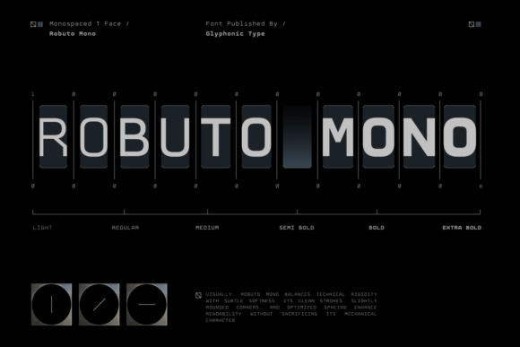 Robuto Mono: A Contemporary Monospaced Typeface for Modern Design